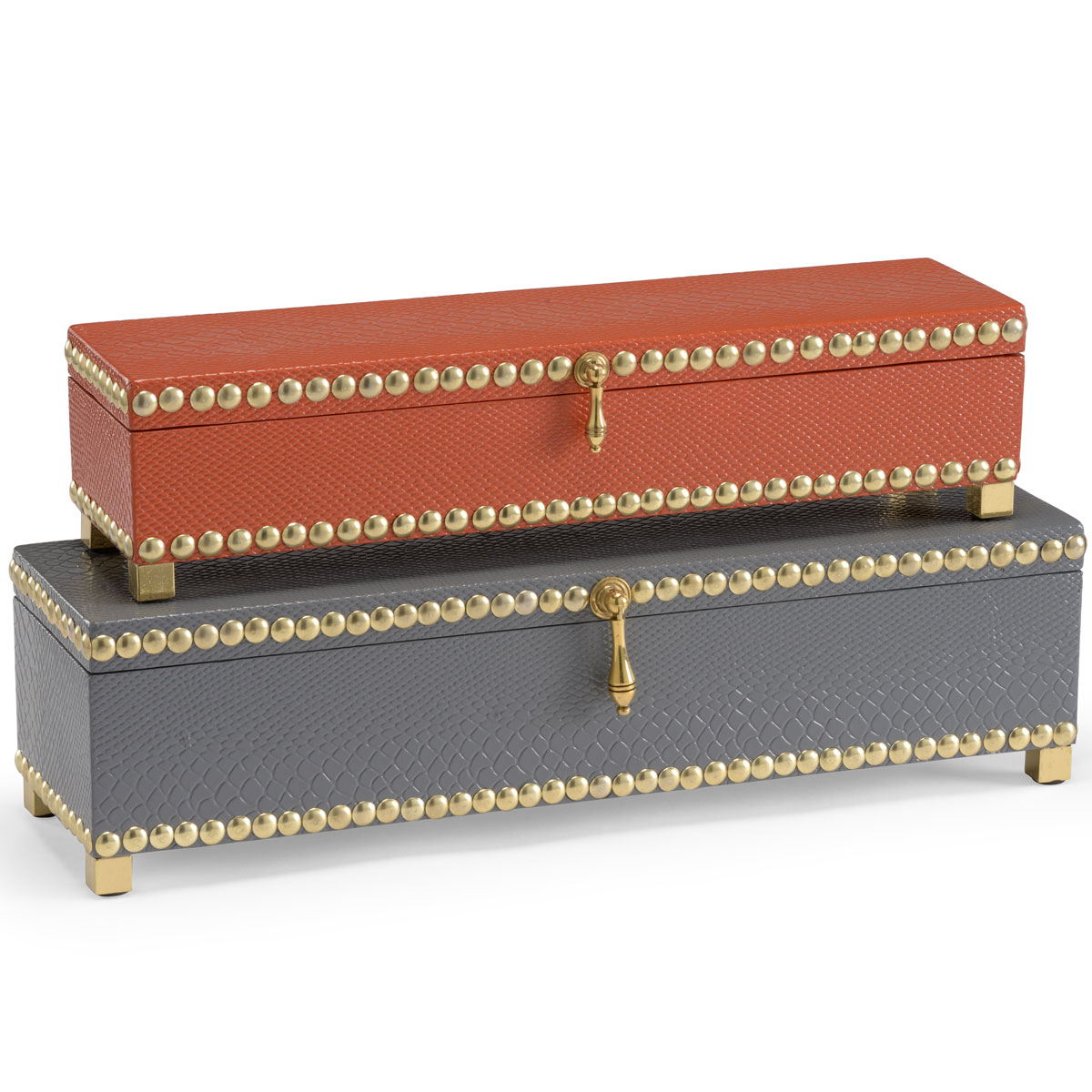 Coral and Gray Boxes (set of 2)