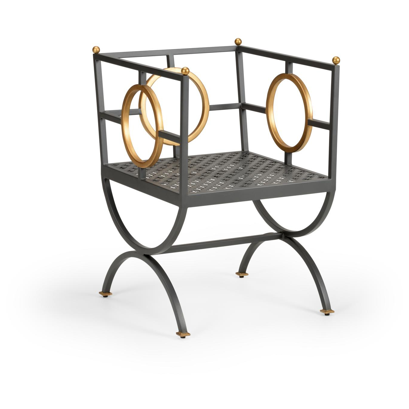 Gold-Accented Steel Accent Chair - Luxury Furniture - Home Decor