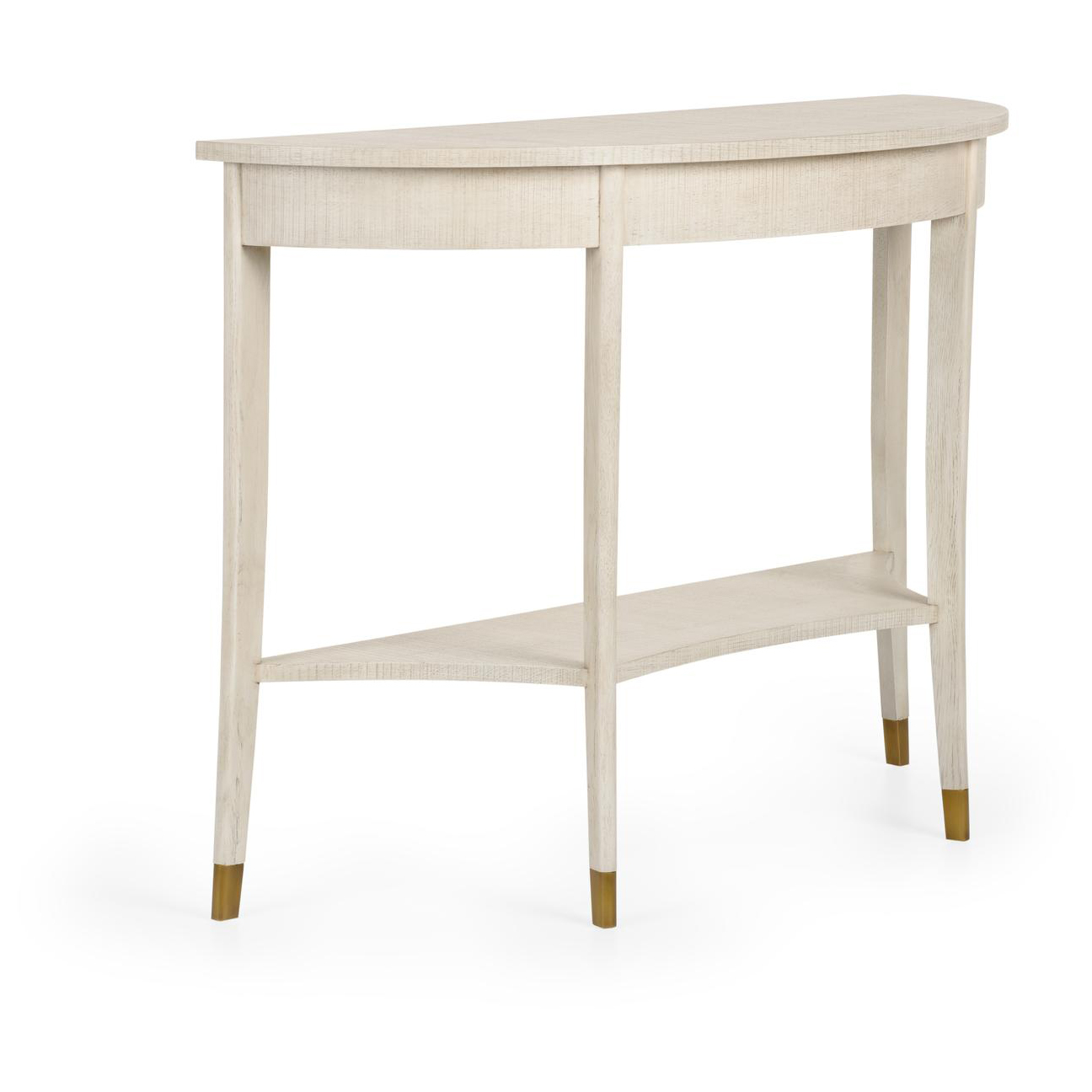Rustic Luxe Demilune Console Table - Hand-Finished Cerused Oak - Furniture